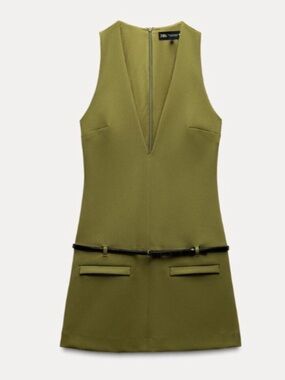 ZARA BELTED MINI
DRESS moss green